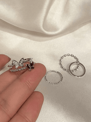 4 pcs Papillon Décor Simple Anneau