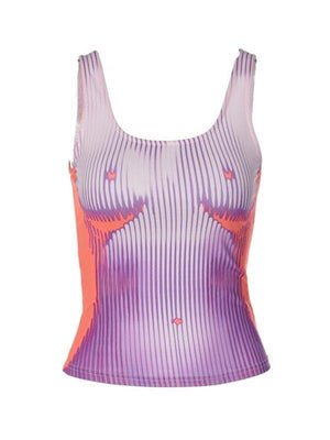 Abstract Line Printed Tank Top