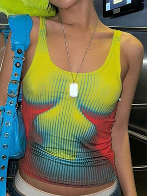 Abstract Line Printed Tank Top