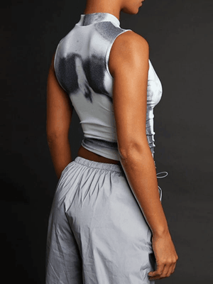 Abstract Print Cropped Tank Top