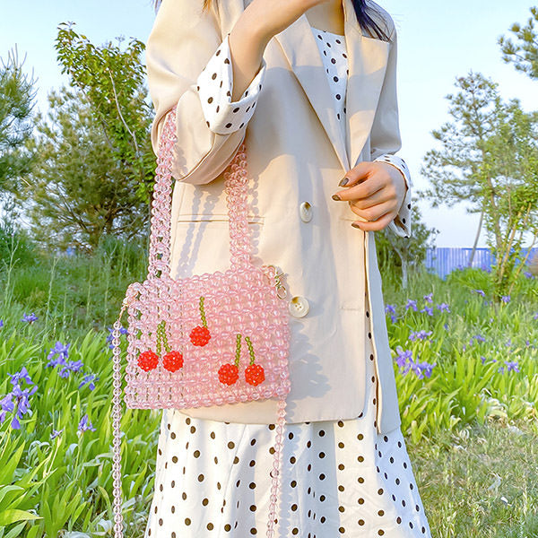 Aesthetic Beaded Handbag-Handbags-MAUV STUDIO-STREETWEAR-Y2K-CLOTHING