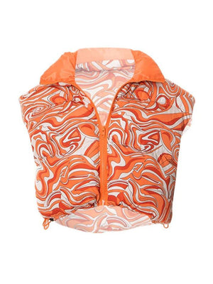 All Over Print Lapel Neck Sleeveless Jacket