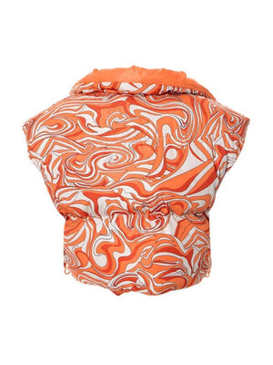 All Over Print Lapel Neck Sleeveless Jacket