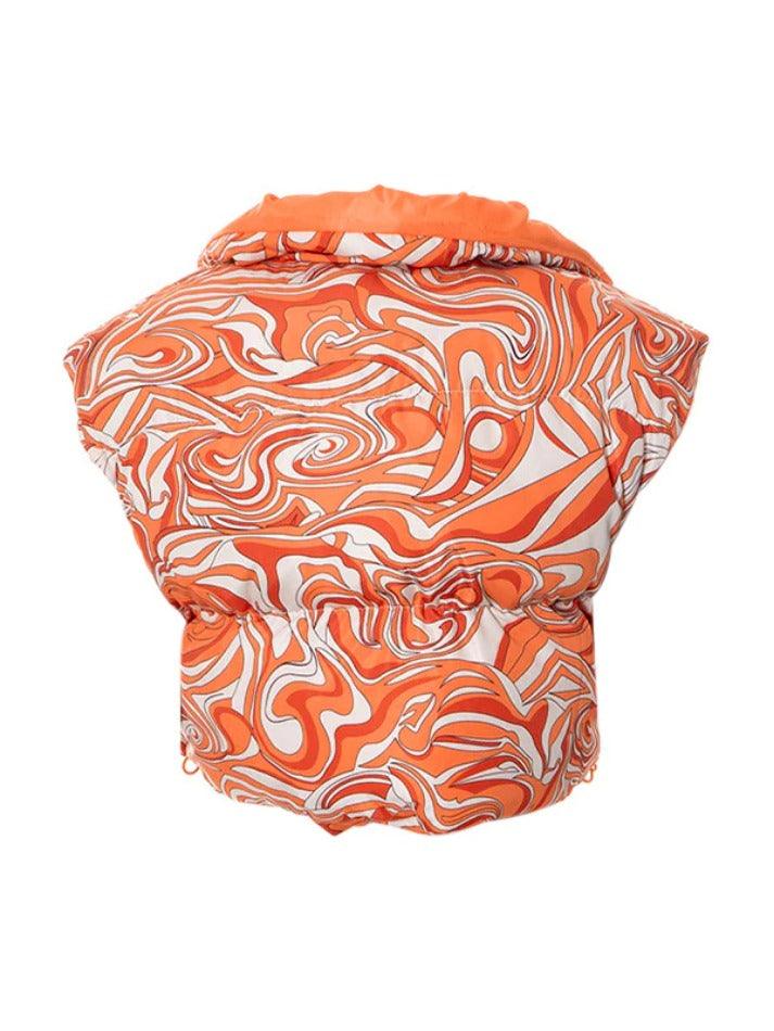 All Over Print Lapel Neck Sleeveless Jacket