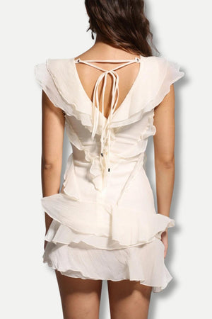 Asymmetric Ruffled Mini Dress view 2 | MAUVSTUDIO®