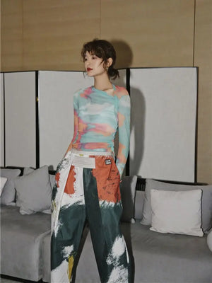 Asymmetric Tie Dye Mesh Top – MAUVSTUDIO®