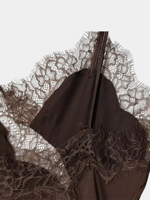 Asymmetrical Lace Mini Dress view 8 | MAUVSTUDIO®