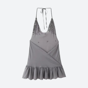Backless Button Mini Dress view 4 | MAUVSTUDIO®