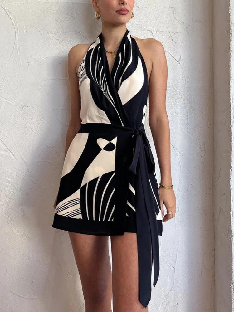 Backless Wrap Front Mini Dress view 6 | MAUVSTUDIO®