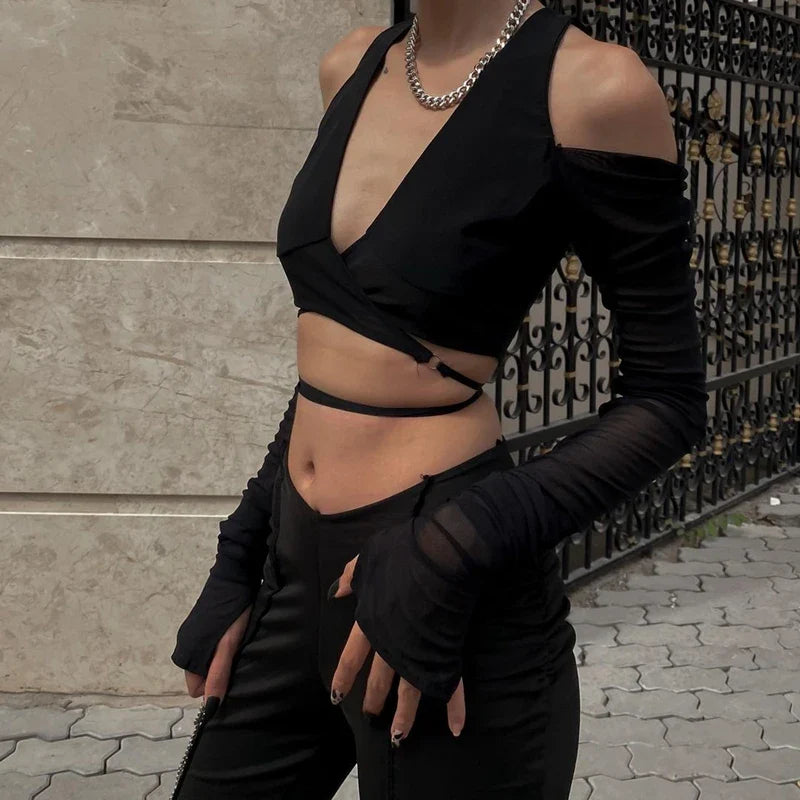 Baddie Cut-Out Wrap Top – MAUVSTUDIO®