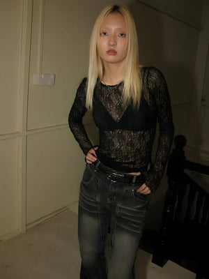 Baddie Lace Sheer Top – MAUVSTUDIO®