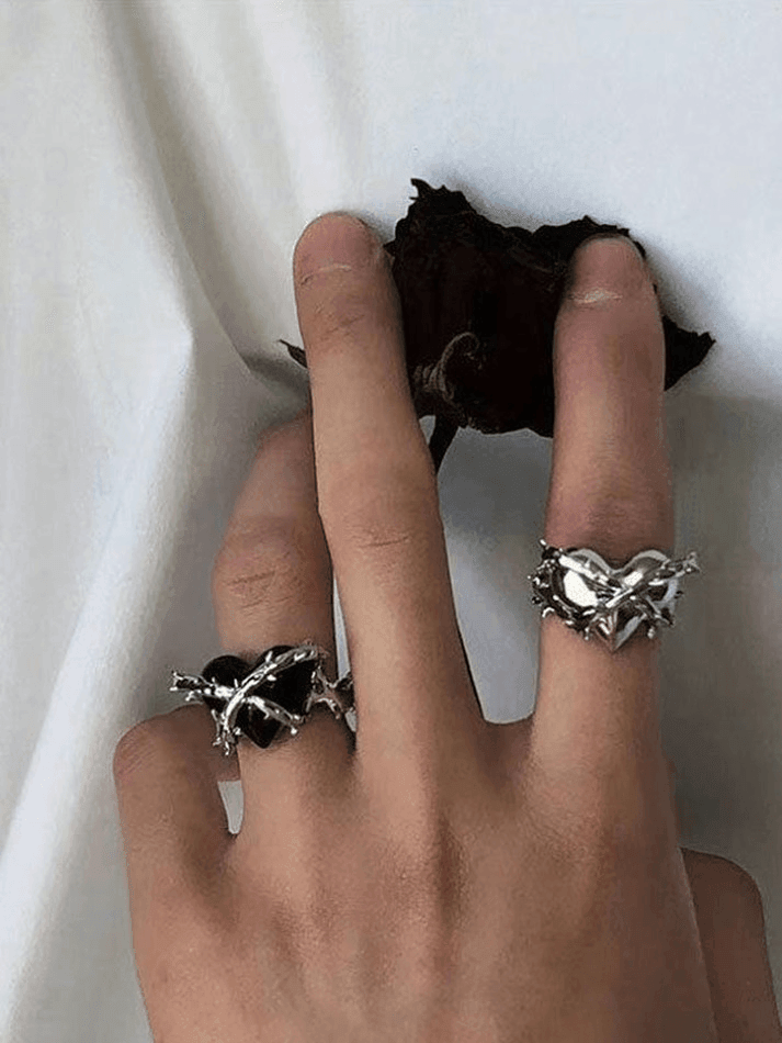 Bague de manchette à décor de coeur 2pcs
