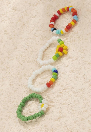 Bague de perles florales 4 pièces