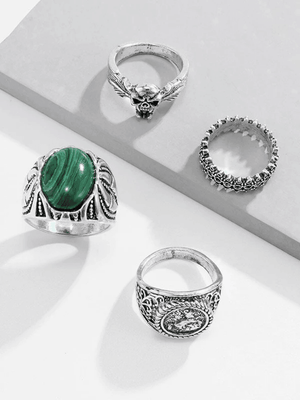 Bague en argent vintage 4 pièces pour homme