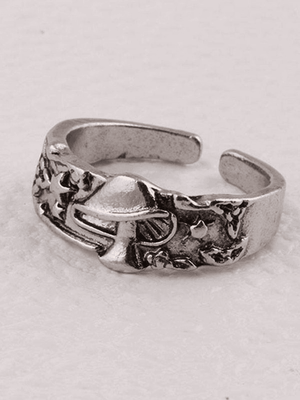 Bague relief étoile champignon vintage