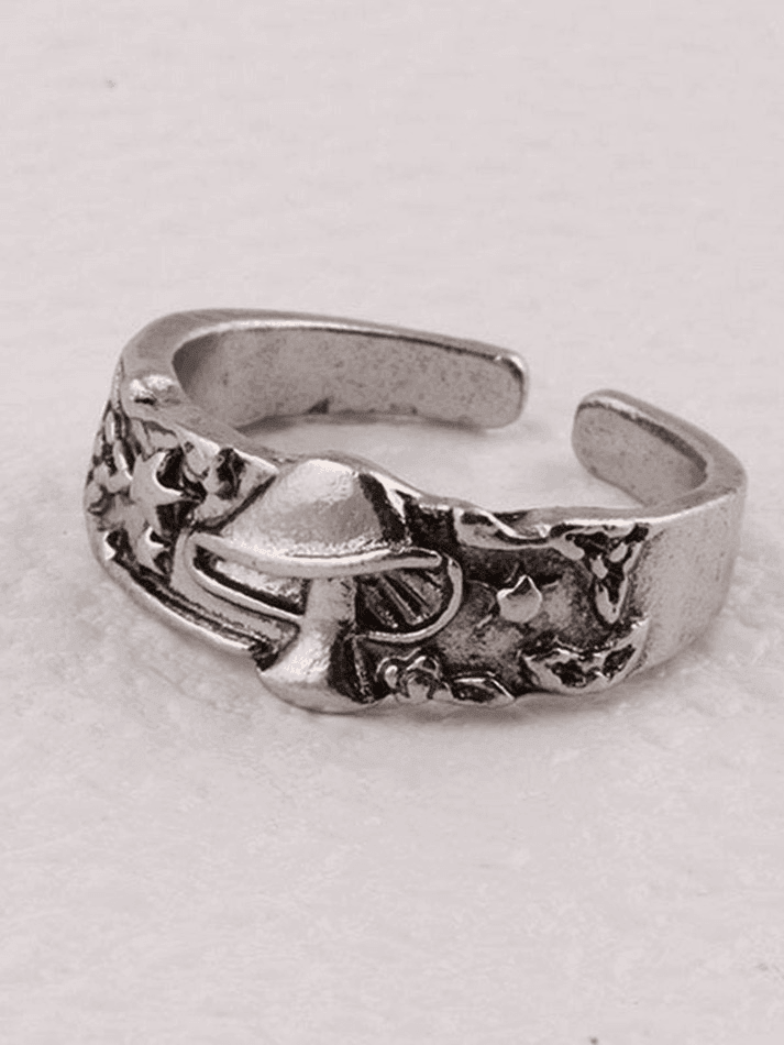 Bague relief étoile champignon vintage