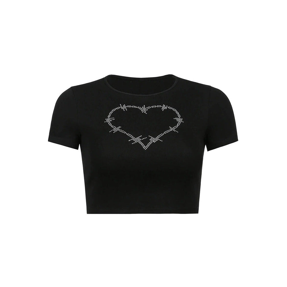 Barbed Heart Rhinestone Crop Top