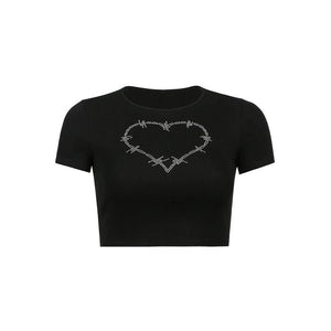 Barbed Heart Rhinestone Crop Top