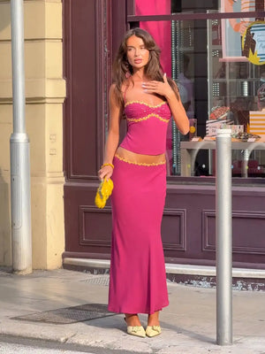 , Y2K skirt styled with a crop top