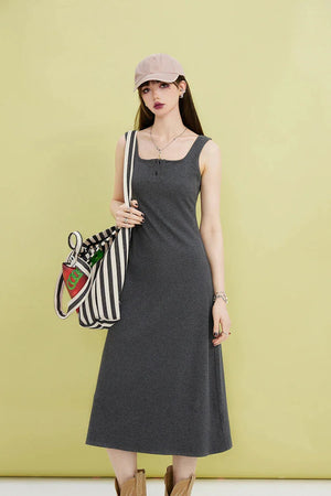 Basic Casual Button Up Midi Dress view 2 | MAUVSTUDIO®