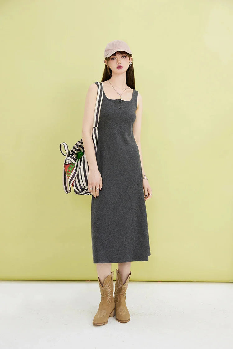 Basic Casual Button Up Midi Dress view 6 | MAUVSTUDIO®