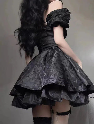 Black Princess Mini Dress view 2 | MAUVSTUDIO®