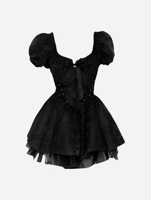 Black Princess Mini Dress view 4 | MAUVSTUDIO®