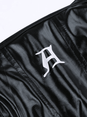 Black Pu Leather Cropped Tank Top