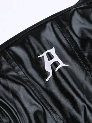 Black Pu Leather Cropped Tank Top