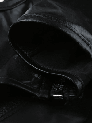 Black Pu Leather Cropped Tank Top