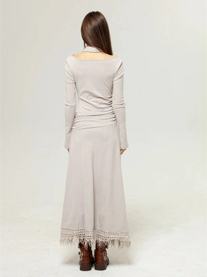 Bohemian One Shoulder Maxi Dress view 2 | MAUVSTUDIO®