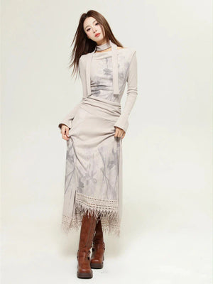 Bohemian One Shoulder Maxi Dress view 6 | MAUVSTUDIO®