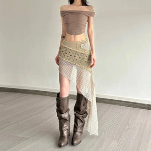 , Y2K skirt styled with a crop top