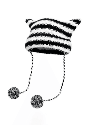 Bonnet Tricoté Rayé Détail Corne