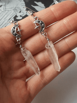 Boucle d'Oreille Pendante Géométrique Croissant Gothique