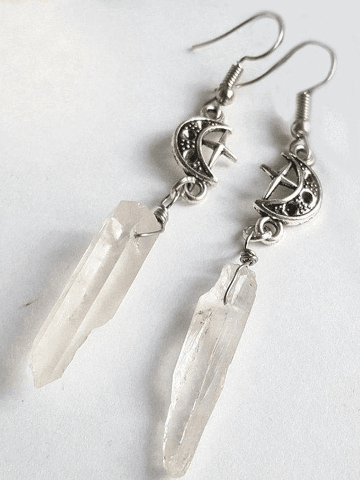 Boucle d'Oreille Pendante Géométrique Croissant Gothique