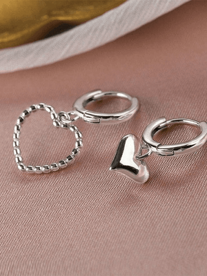 Boucle d'oreille créole pendentif coeur irrégulier