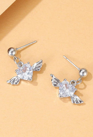 Boucles D'oreilles Vintage En Strass Aile De Chérubin