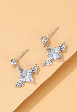 Boucles D'oreilles Vintage En Strass Aile De Chérubin
