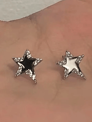 Boucles d'Oreilles Irrégulières Strass Motif Étoile