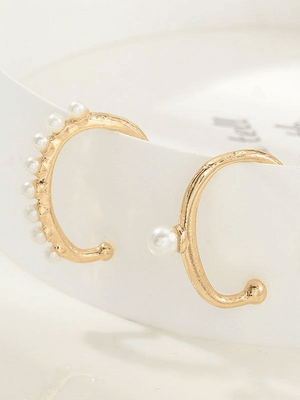 Boucles d'Oreilles Manchette Décor Faux Perle 2pcs