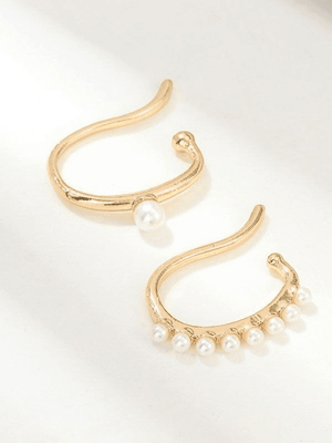Boucles d'Oreilles Manchette Décor Faux Perle 2pcs