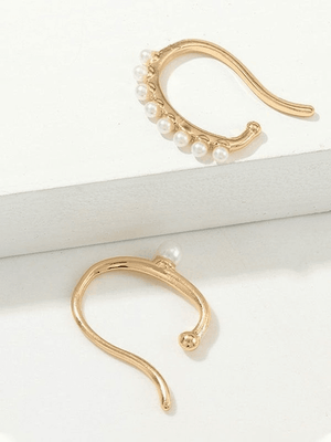 Boucles d'Oreilles Manchette Décor Faux Perle 2pcs