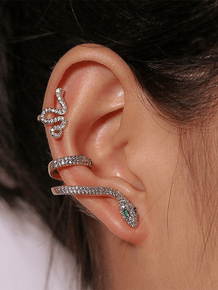Boucles d'Oreilles à Motif Serpent et Strass