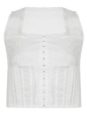 Broderie Lace Trim Crop Tank Top