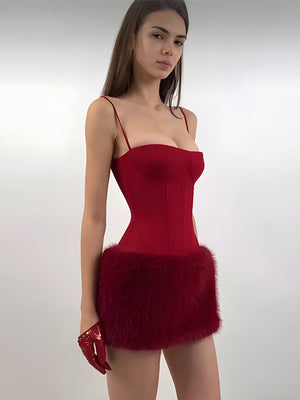 Burgundy Corset Dress view 4 | MAUVSTUDIO®