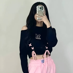 Butterfly Lace-Up Crop Top – MAUVSTUDIO®
