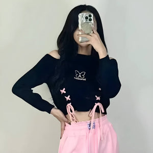 Butterfly Lace-Up Crop Top – MAUVSTUDIO®