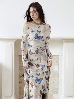 Butterfly One Shoulder Midi Dress view 3 | MAUVSTUDIO®