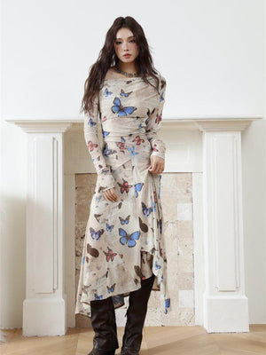 Butterfly One Shoulder Midi Dress view 5 | MAUVSTUDIO®